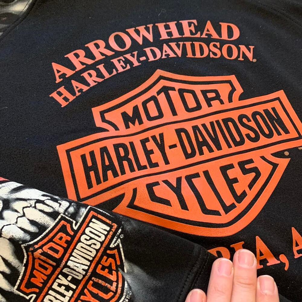 Y2K Vintage Harley Davidson Skull Flames Sleeve Hoodie - Picture 5 of 6